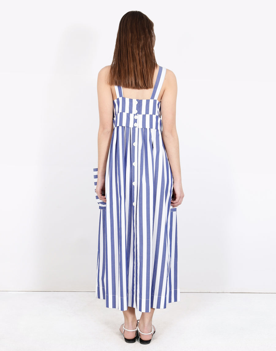 Pocket Dress in Blue and White Vertical Stripes WHIT Pocket Dress in Blue and White Vertical Stripes WHIT